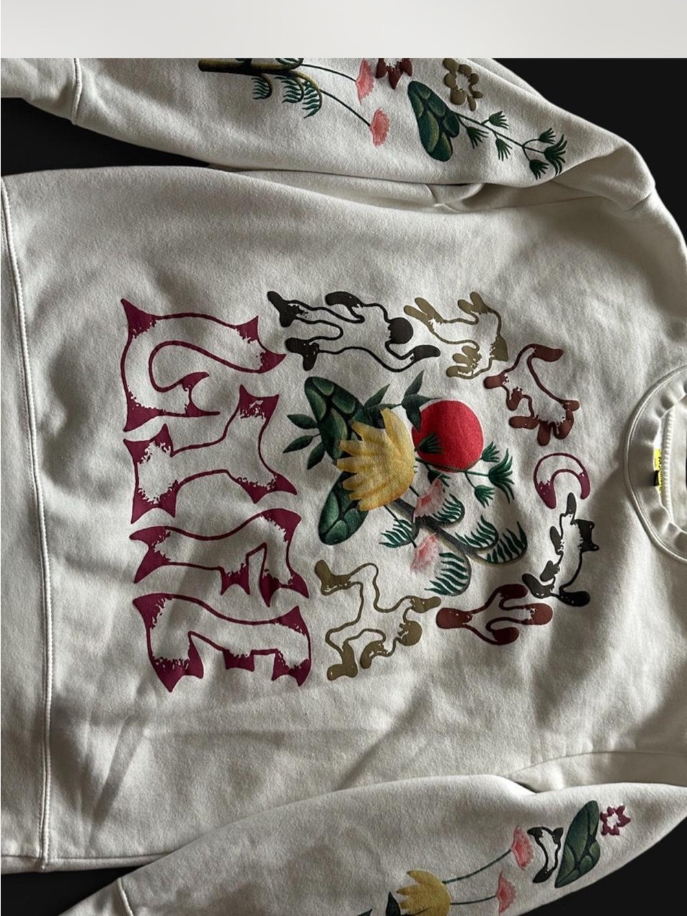 White Floral Graphic Sweatshirt - Women's Hoodie